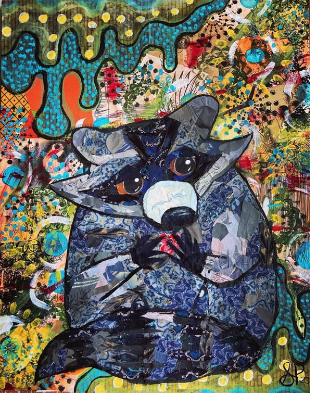 5x7” Raccoon Collage PRINT