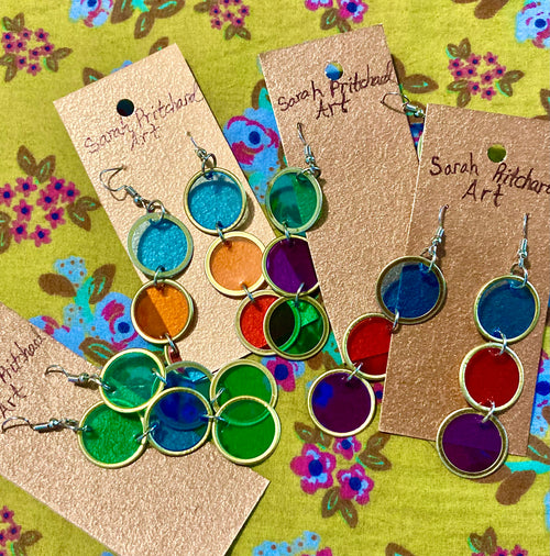 Vintage Bingo Chip Earrings