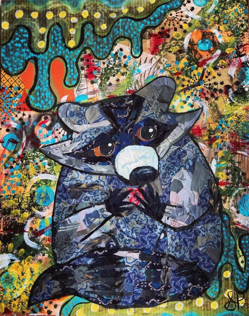 5x7” Raccoon Collage PRINT